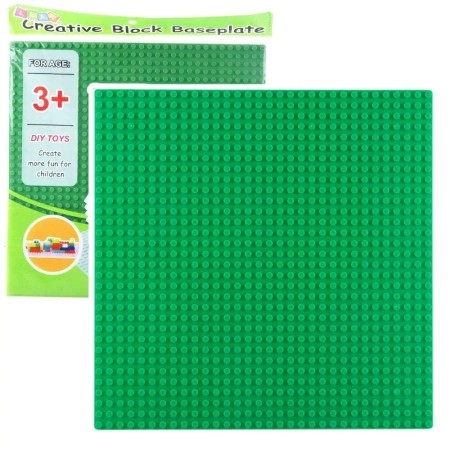 Płyta do budowania z klocków c.zielona 25,5x25,5cm - Leantoys