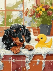 Malowanie po numerach - Kąpiel z kaczuszką 30x40cm - Ideyka