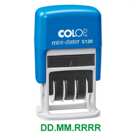 MINI DATOWNIK S120 CYFROWY Z OSŁONĄ PRZED BRUDZENIEM PALCÓW - PODUSZKA: ZIELONA - Colop