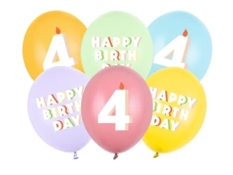 Balony 4 mix 30cm 6szt - PartyDeco