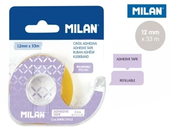 Taśma samoprzylepna Milan 12 mm x 33 m z dyspenserem na blistrze