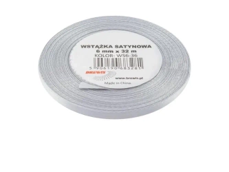 Wstążka satynowa platynowa 6mmx32m - Brewis