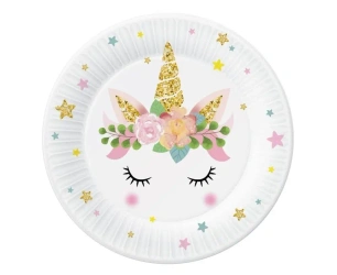 Talerzyki papierowe Jednorożec 18cm 6szt - Godan