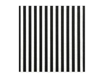 Serwetki Paski czarne 33x33cm 20szt - PartyDeco