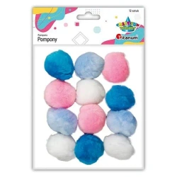 Pompony akrylowe 40mm mix kolorów 12szt - Titanum
