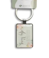 Brelok metalowy srebrny - Niech się twe serce - Szaron