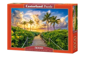 Puzzle 3000 Colorful Sunrise in Miami, USA - Castorland