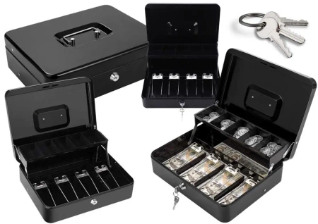 Kasetka na banknoty metalowa czarna - Leantoys