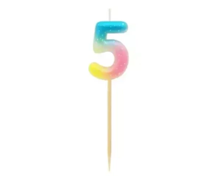 Świeczka piker cyferka 5, ombre, pastelowa SF-POP5 - Godan