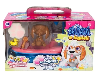 Brudaski w Kąpieli. Zestaw Łazienka. Piesek + błoto + 5 akcesoriów. Beagle biało-żółty - Epee