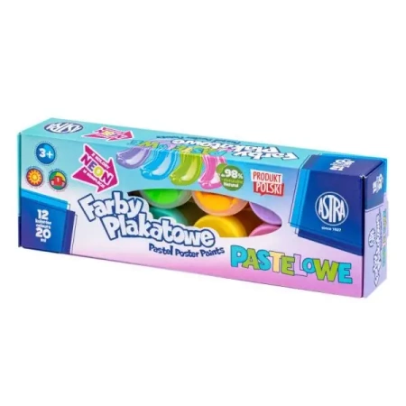 Farby plakatowe pastelowe Astra 12 kolorów - ASTRA art-pap