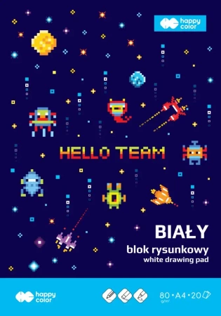 Paczka blok rysunkowy biały A4 Pixi Planet 80g 20 ark. Happy Color 20 sztuk - Happy Color