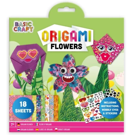Blok z naklejkami i arkuszami do origami Kwiaty - Grafix