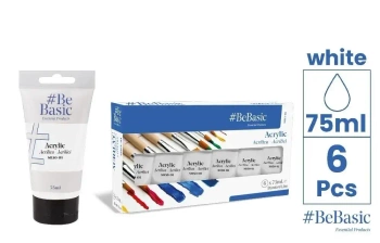 Farba akrylowa - biała 75ml (6szt) - BeBasic