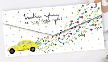 Koperta Ślub Żółte auto - Henry