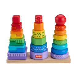 Fisher-Price. Drewniane piramidki Sorter kształtów - Fisher- Price