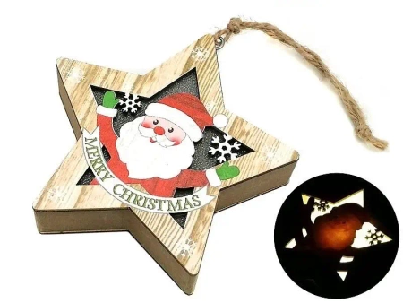 Zawieszka świąteczna drewniana ze światłem LED - ADAR