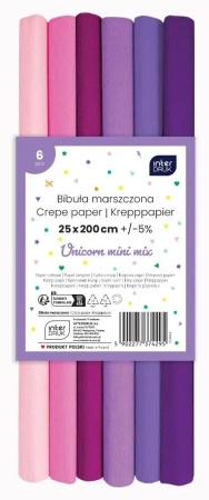 Bibuła marszczona Unicorn mini mix 6szt 200x25cm - INTERDRUK