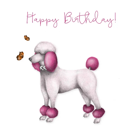 Karnet Swarovski kwadrat Urodziny Pudel - Clear Creations