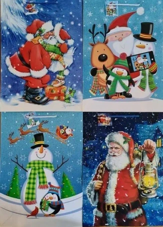 Torebka ozdobna Święta PL-9 BROKAT duża Mikołaje - Panorama