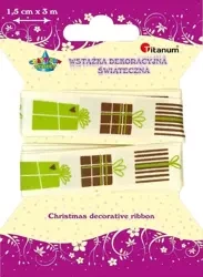 Wstążka materiałowa 15mm x 3m prezenty - Titanum