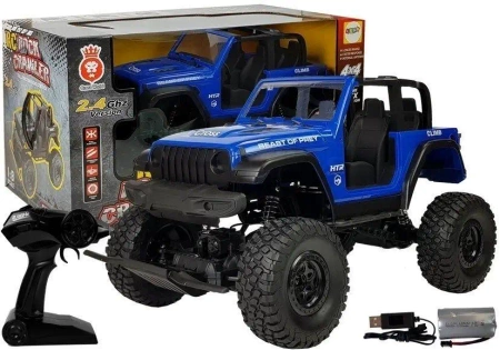 Terenówka RC 4x4 amortyzatory 2.4G niebieska - Leantoys