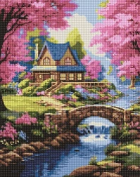 Diamentowa mozaika - Dom w kwiatach 40x50cm - Ideyka