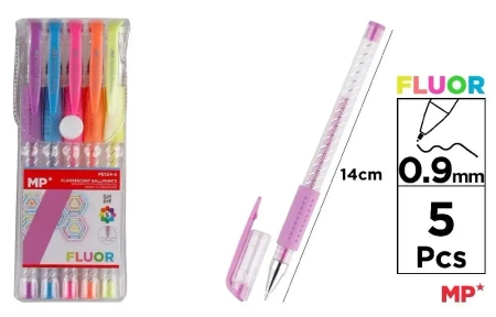 Długopis fluorescencyjny 0.9mm 5 kolorów - MP Main Paper
