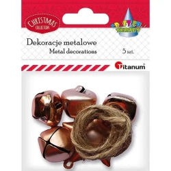 Dekoracje metal dzwoneczki gwiazdka + sznurek 5szt - Titanum