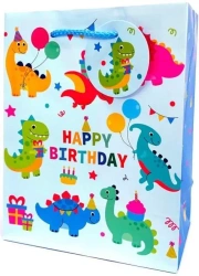 Torebka ozdobna matowa 18x23x10cm Dinozaury - Fresh