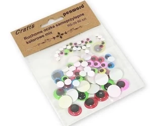 Ruchome oczka samoprzylepne kolorowe mix 80szt - Penword