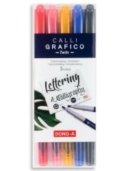 Pisaki do kaligrafi dwustronne ścięte 5 kolorów - Dong-A