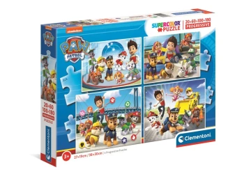 Puzzle 4w1 (20,60,100,180) super color Psi Patrol 21412 - Clementoni