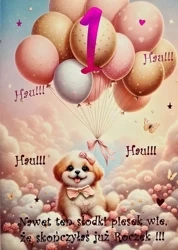 Karnet Roczek dziewczynka piesek 3K - YEKU