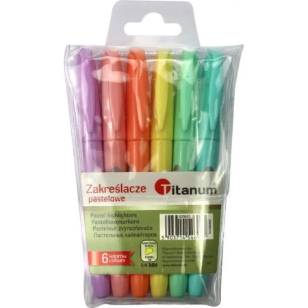 Zakreślacze pastelowe 6 kolorów - Titanum