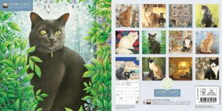Kalendarz 2026 ścienny kwadrat Ivory Cats Koty - Flame Tree