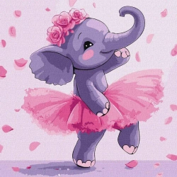 Malowania po numerach - Baletnica słoń 30x30cm - Ideyka