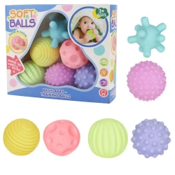 Piłki sensoryczne miękkie kolorowe 6szt - Leantoys