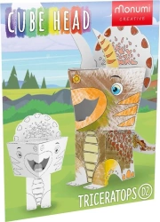 Cube head. Dino. Triceratops. Złóż i pokoloruj - Monumi