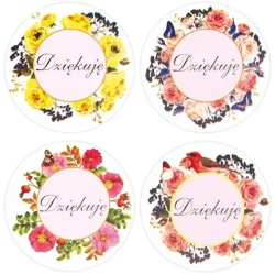 Naklejki papierowe na taśmie Dziękuję 25mm 500szt - Titanum