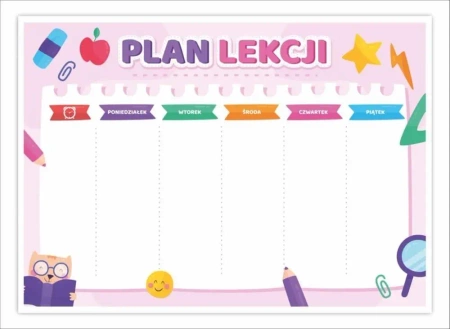 Plan lekcji A5 Kotek - różowy 5szt - LearnHow