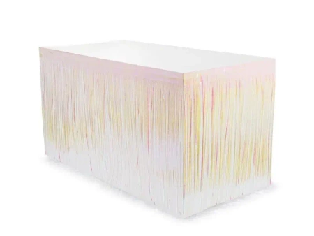 Skirting foliowy z frędzlami opalizujący 300x80cm - PartyDeco