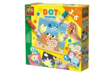 Markery w kropki XL 3 kolory + 6 arkuszy - SES