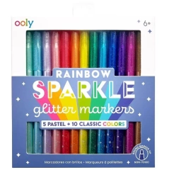 Flamastry brokatowe Rainbow Sparkle 15szt - ooly