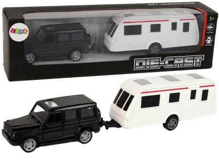 Jeep z przyczepą czarny - Leantoys