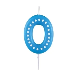 Świeczka cyferka 0 kropki i paski - Amscan