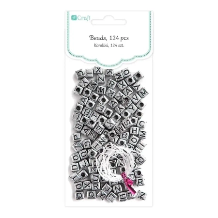 Koraliki literki czarne na srebrnej bazie 30g - Dalprint