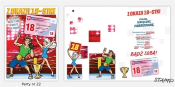 Karnet Party naklejany B6+koperta Urodziny 18 wz22 - Stamp