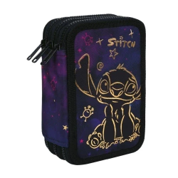 Piórnik potrójny z wyposażeniem Disney Gold  Stitch Jumper 3 - PATIO