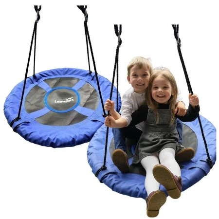 Huśtawka ogrodowa bocianie gniazdo niebieska 80cm - Leantoys